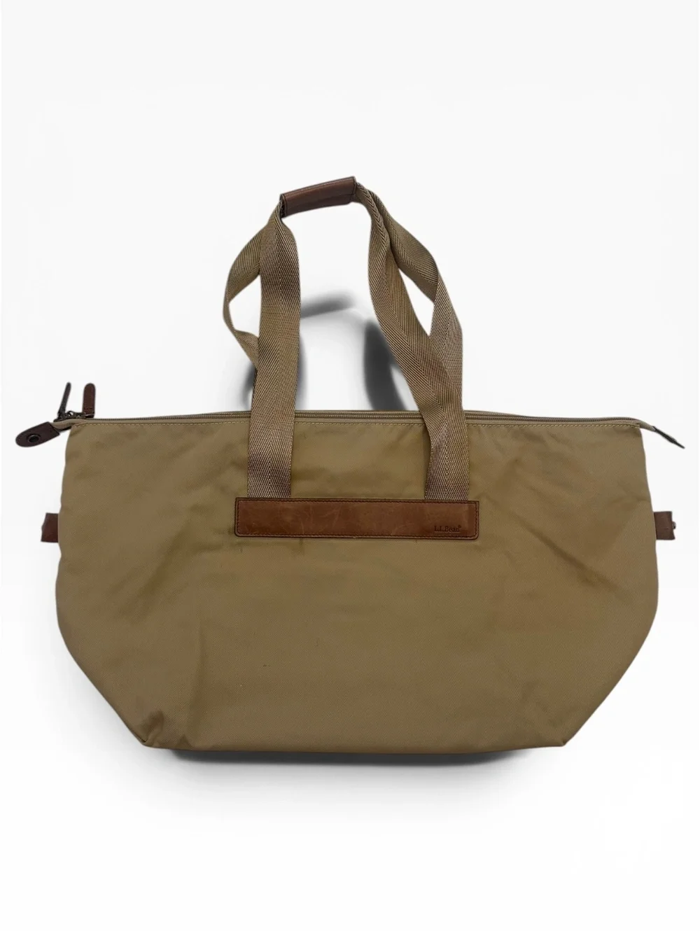 L.L.Bean Khaki Nylon Travel Tote Weekender Bag